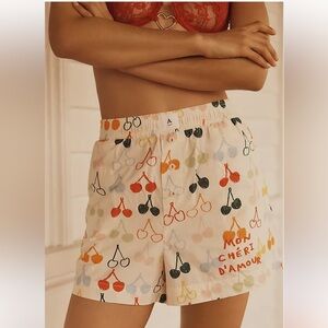 NWT 🍒 Anthropologie Wren Boxers Pajamas Mon Cheri cherries